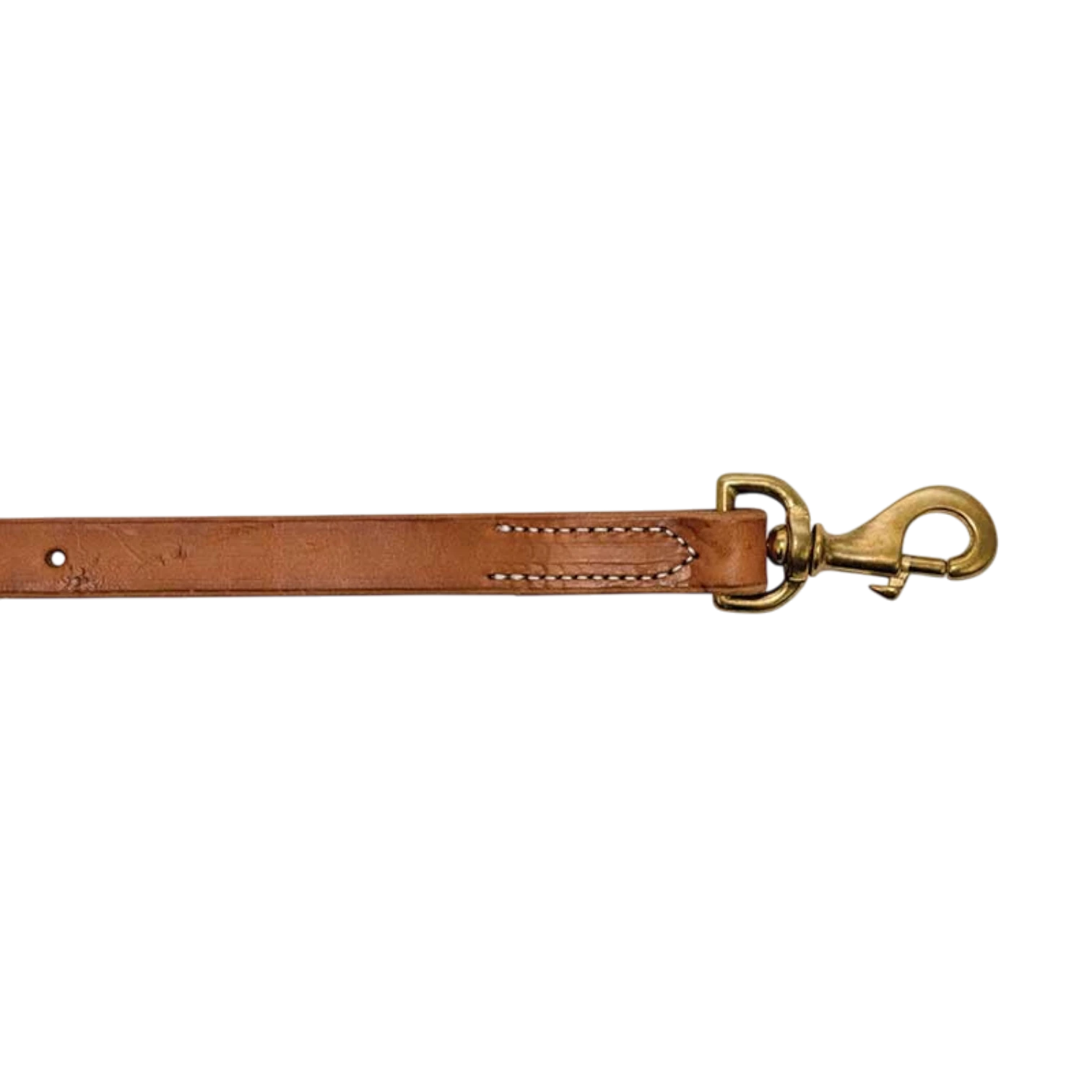 Lone Star Ropes natural harness leather tie down featuring heavy-duty construction and a solid brass snap hook.