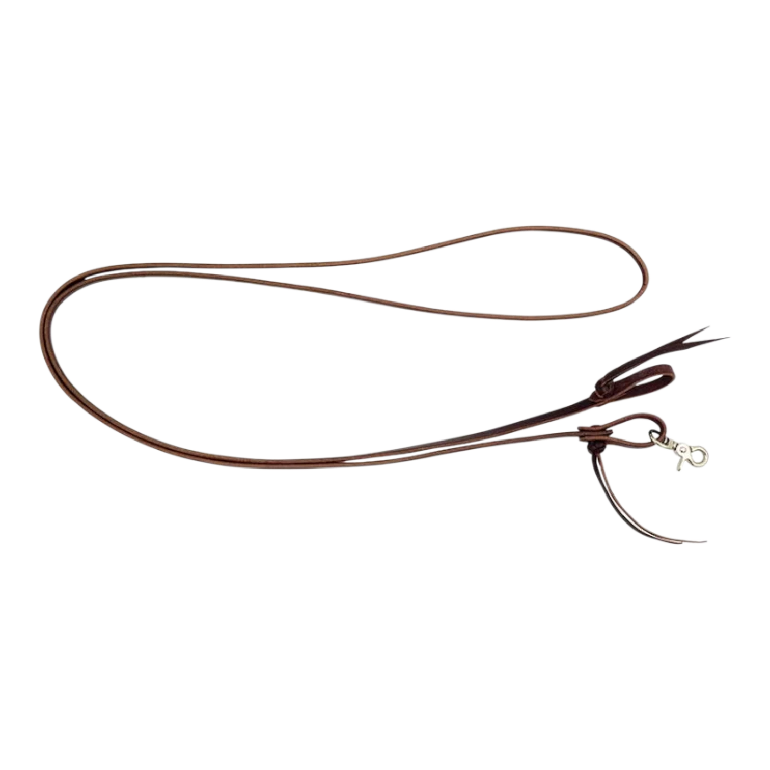 Lone Star Ropes 8-foot burgundy latigo leather roping reins with twisted cowboy knots and a metal scissor snap