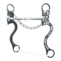 Lone Star Ropes Walt Woodard Legend Collection snaffle bit in dark grey steel with floral trim and curb chain