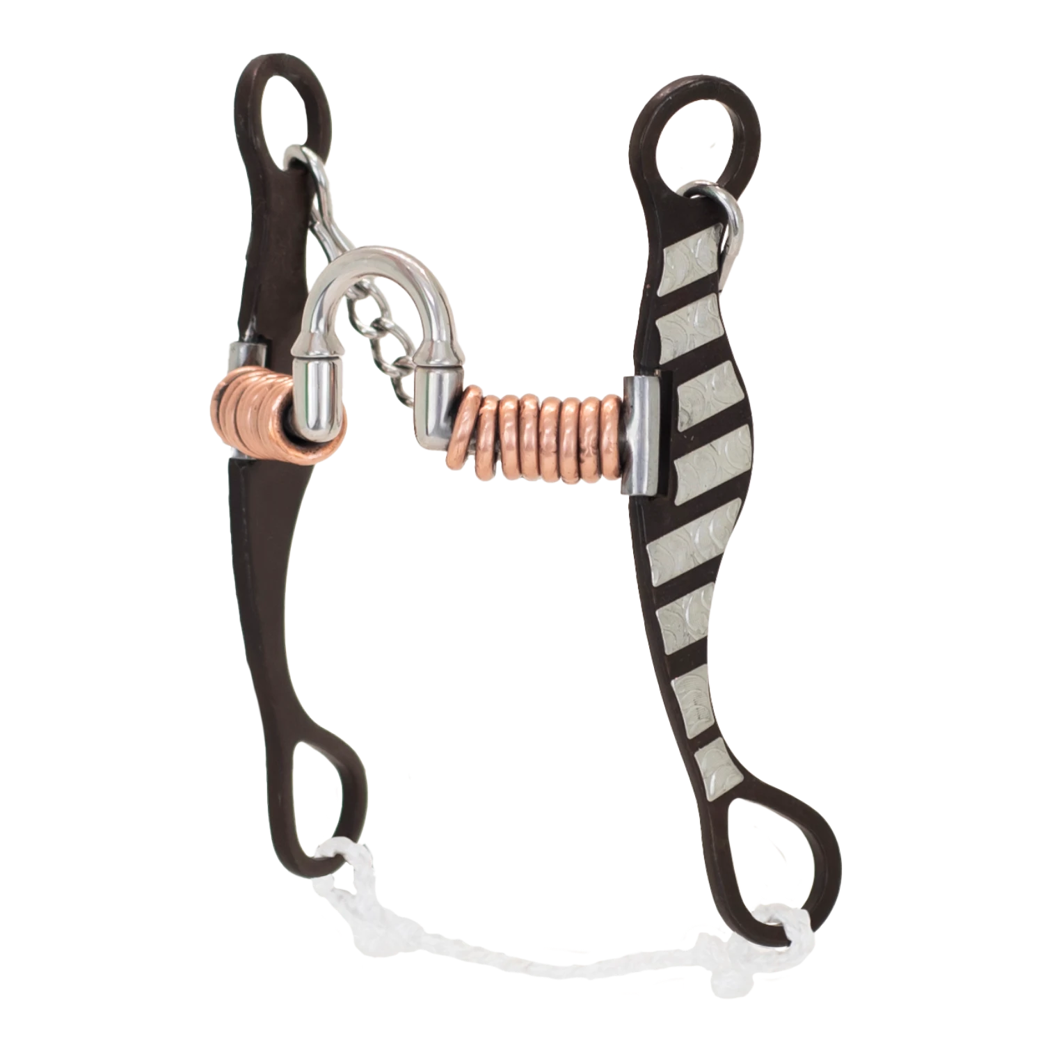 Lone Star Ropes Tyler Magnus correctional horse bit with copper rings, antique finish, and engraved stainless trim.