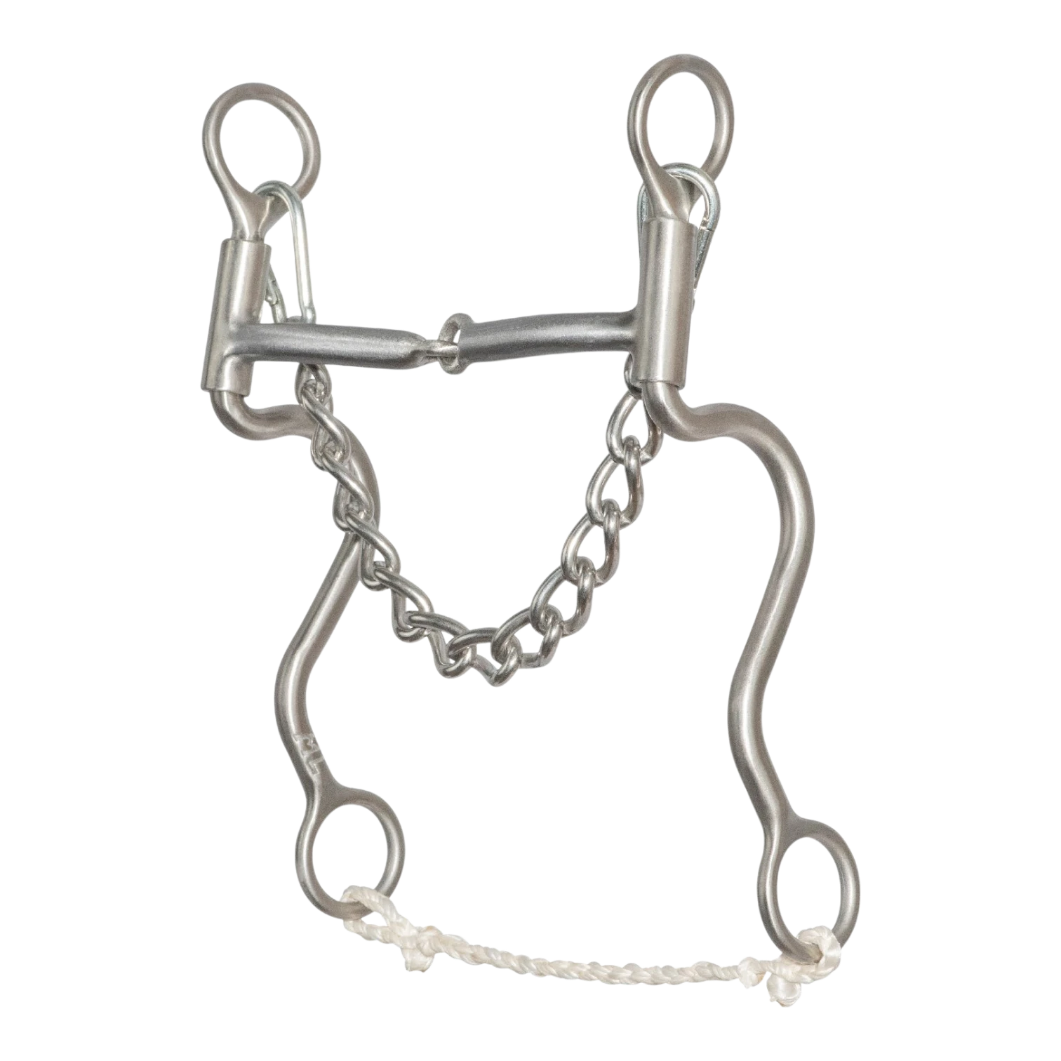 Lone Star Ropes Walt Woodard 3/8 inch shank snaffle bit with sweet iron mouthpiece, copper inlays, and curb chain.